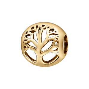 Charms coulissant en vermeil boule ajour motif arbre de vie