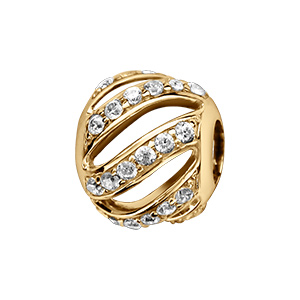 Charms coulissant en vermeil boule bandes ajoures d'oxydes blancs