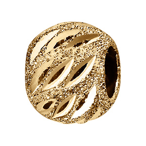 Charms coulissant en vermeil boule cisel�e diamant�e ajour�e  - 10x5mm
