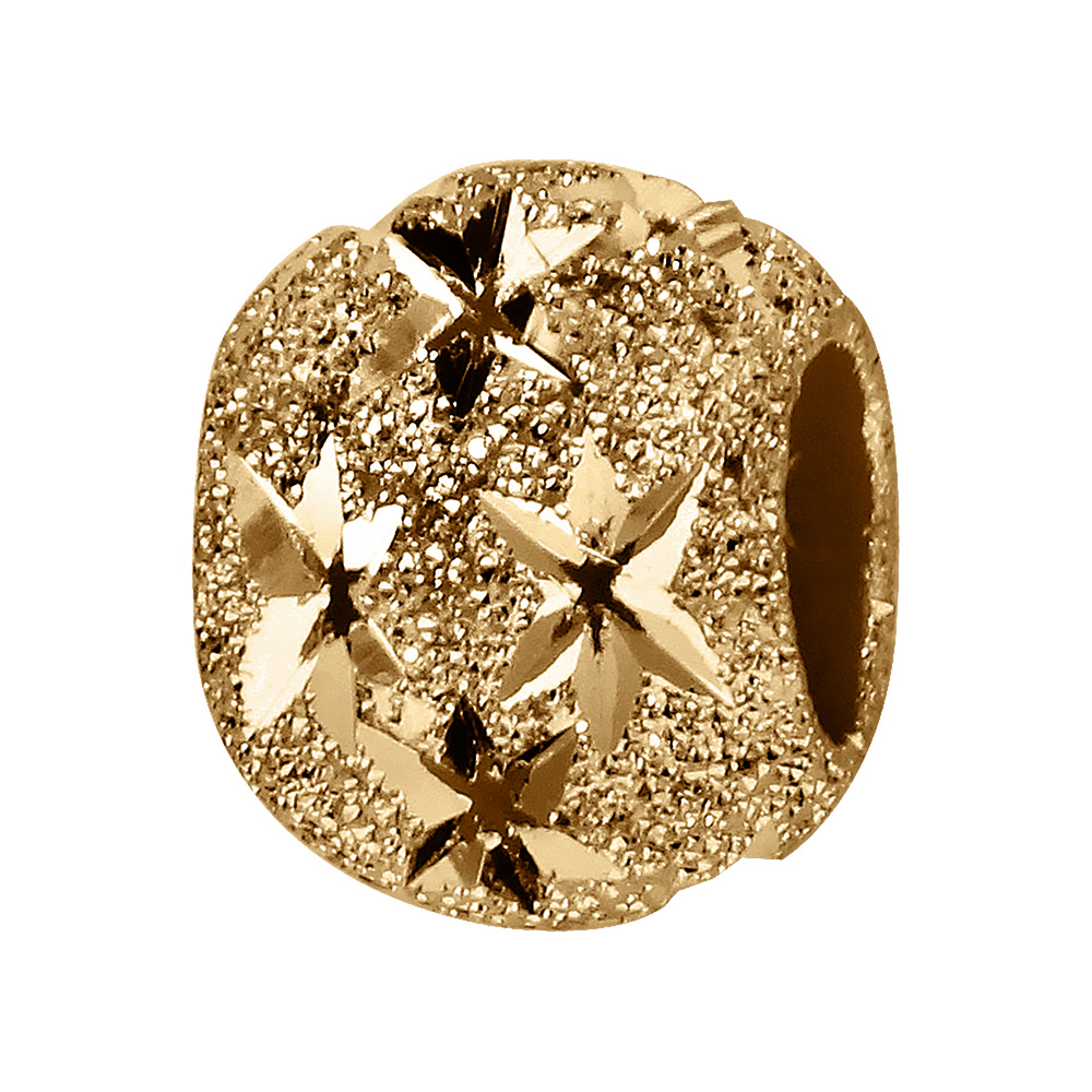Charms coulissant en vermeil boule diamant�e avec �toile - 10x5mm - Vue 1