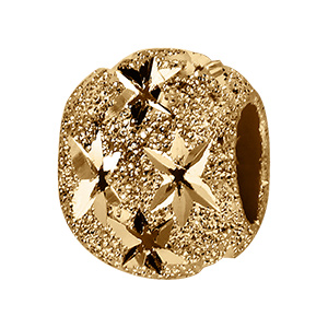 Charms coulissant en vermeil boule diamant�e avec �toile - 10x5mm