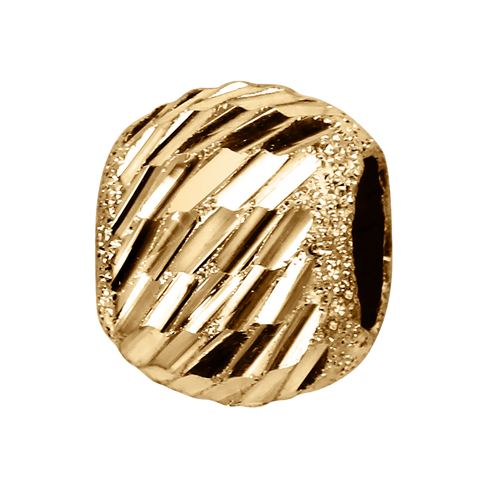 Charms coulissant en vermeil boule diamant�e en biais - 10x5mm - Vue 1