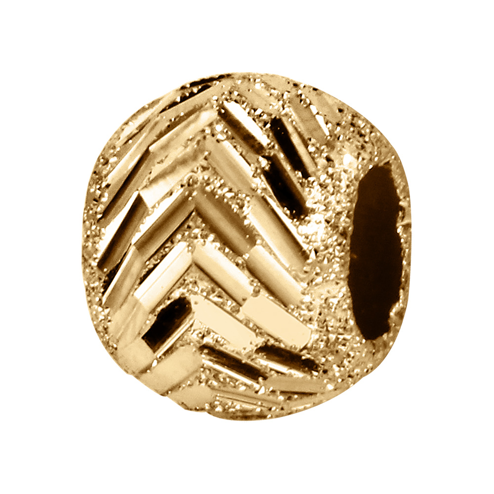 Charms coulissant en vermeil boule diamant�e en chevrons - 10x5mm - Vue 1