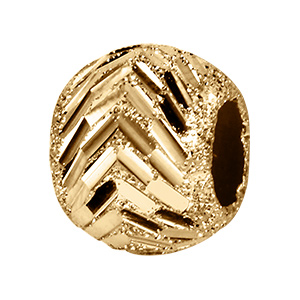 Charms coulissant en vermeil boule diamant�e en chevrons - 10x5mm
