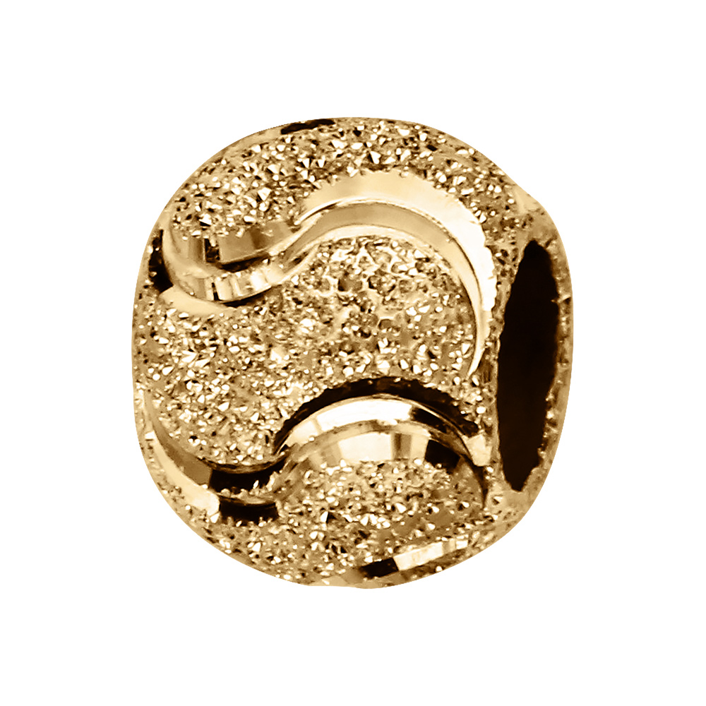 Charms coulissant en vermeil boule diamant�e et vagues - 10x5mm - Vue 1