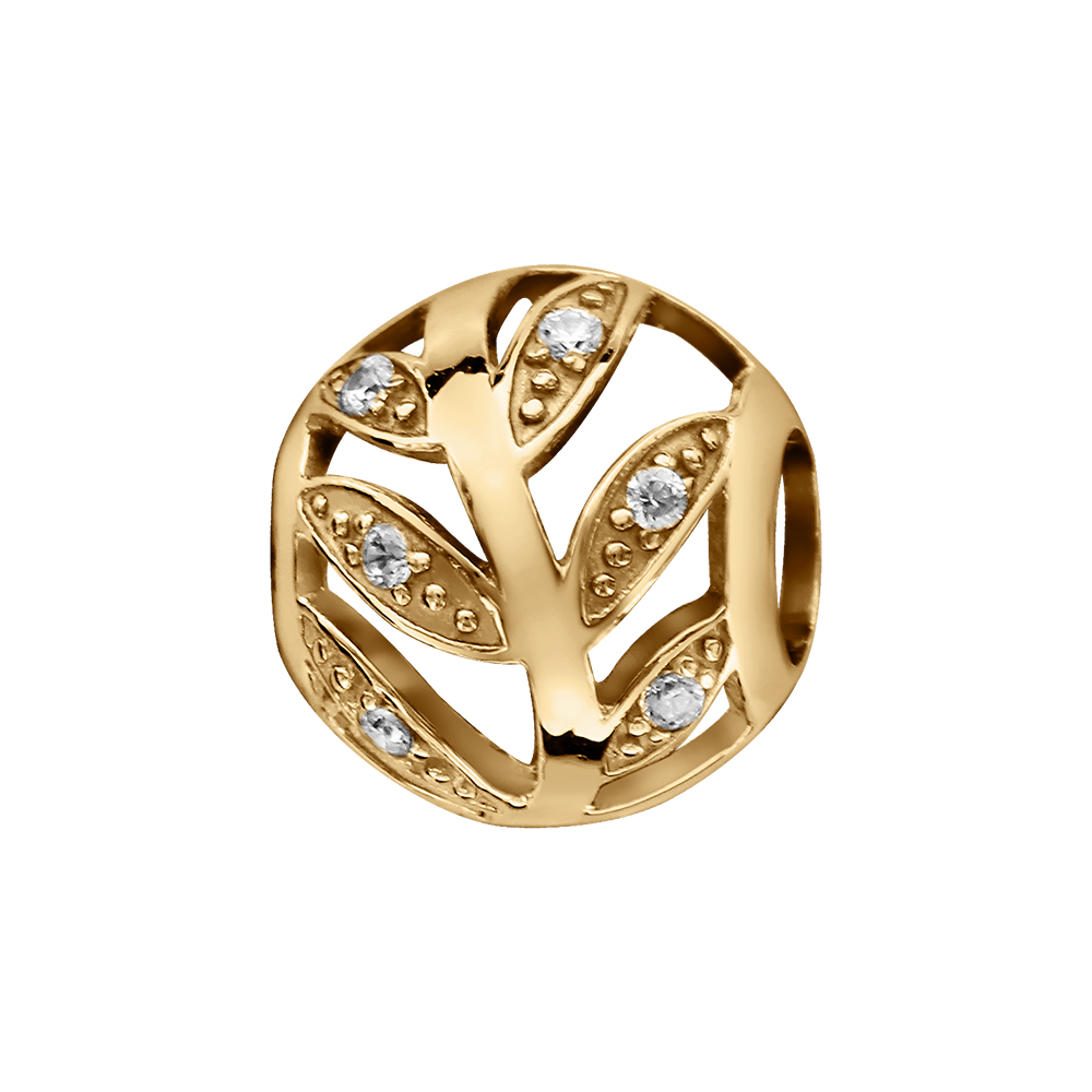 Charms coulissant en vermeil boule feuille ajour�e oxydes - Vue 1