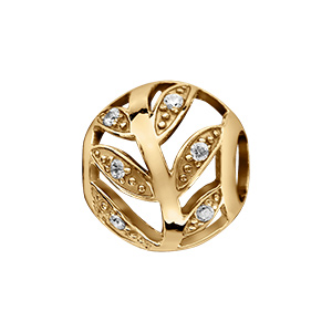 Charms coulissant en vermeil boule feuille ajoure oxydes