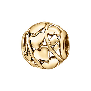 Charms coulissant en vermeil boule multi coeurs ajours