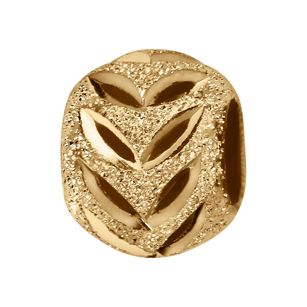 Charms coulissant en vermeil boule paillet�e feuilles - 10x5mm - Vue 1