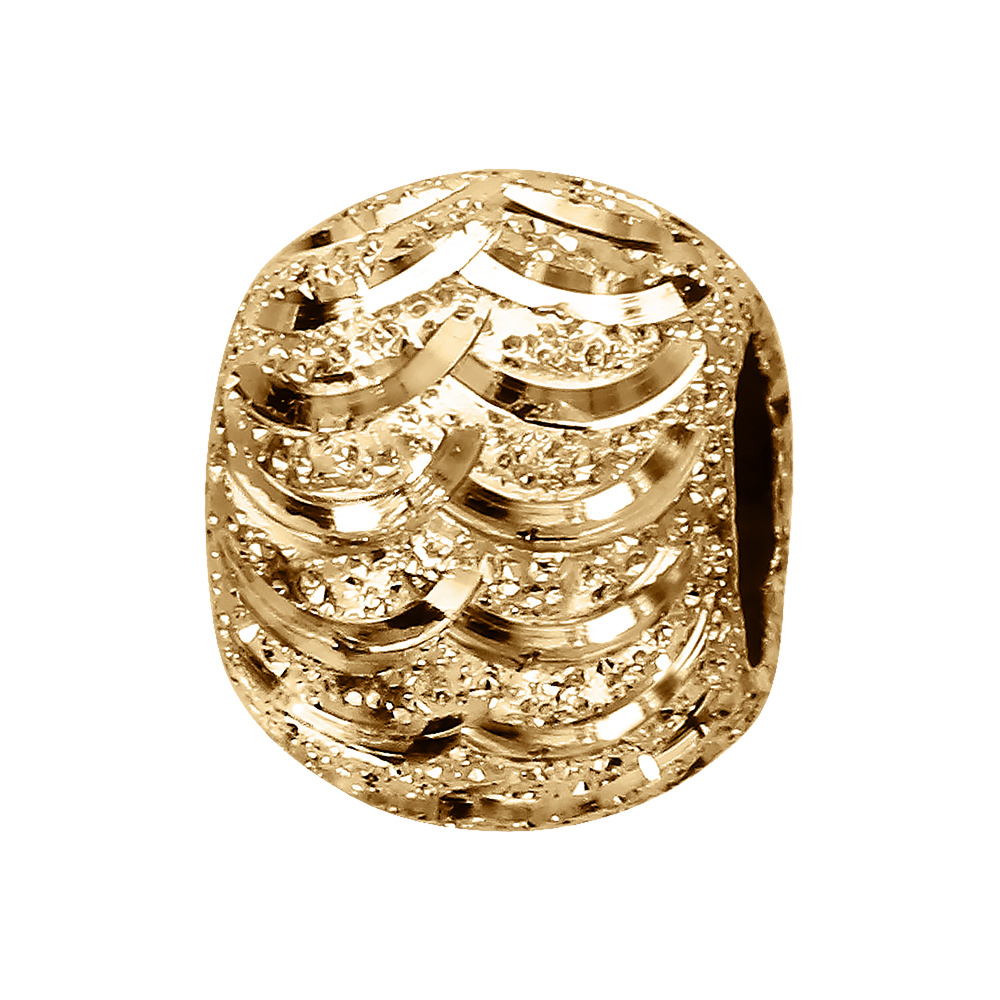 Charms coulissant en vermeil boule paillet�e vagues - 10x5mm - Vue 1