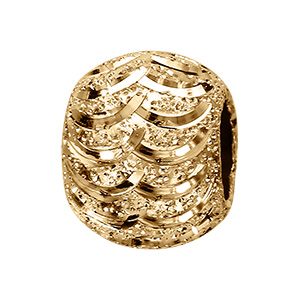 Charms coulissant en vermeil boule paillet�e vagues - 10x5mm