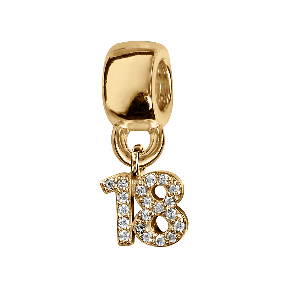 Charms coulissant en vermeil chiffre suspendu \