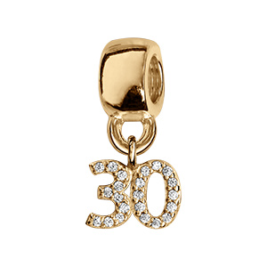 Charms coulissant en vermeil chiffre suspendu 30 empierr