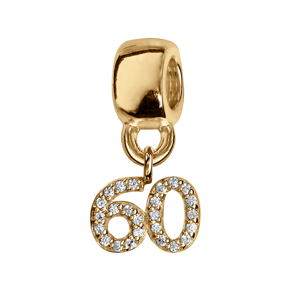 Charms coulissant en vermeil chiffre suspendu \