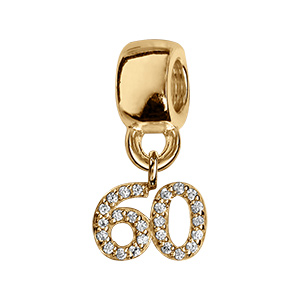 Charms coulissant en vermeil chiffre suspendu 60 empierr