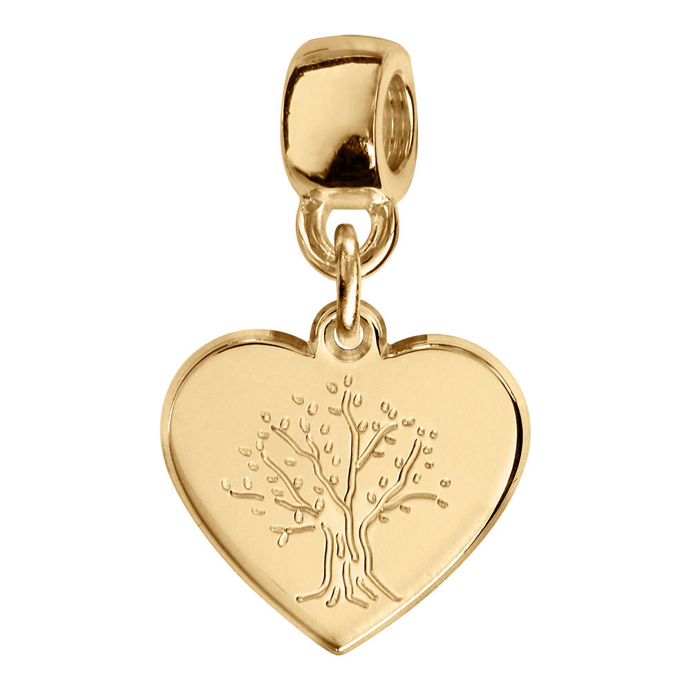 Charms coulissant en vermeil coeur arbre de vie - Vue 1