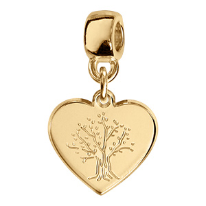 Charms coulissant en vermeil coeur arbre de vie