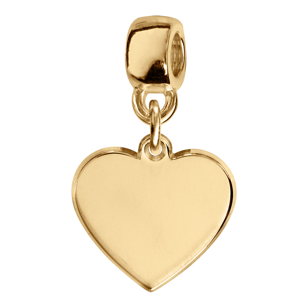 Charms coulissant en vermeil coeur  � graver. - Vue 1