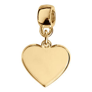 Charms coulissant en vermeil coeur  � graver.