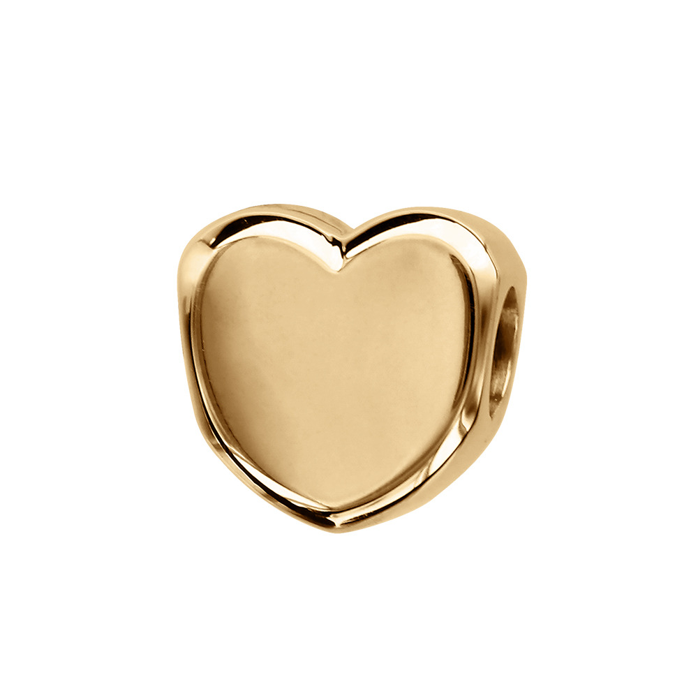 Charms coulissant en vermeil coeur lisse moderne � graver - Vue 1