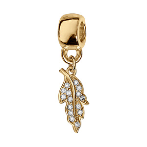 Charms coulissant en vermeil feuille d'oxydes blancs