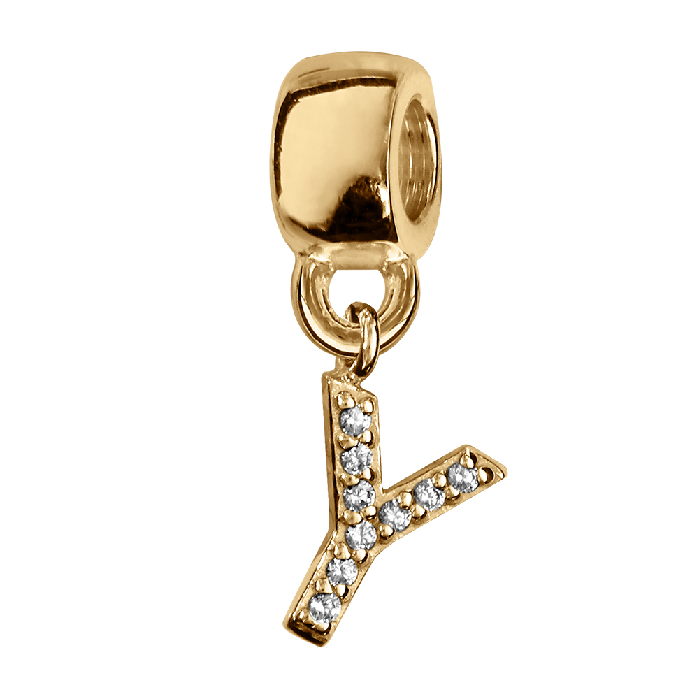 Charms coulissant en vermeil iinitiale suspendue \