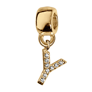 Charms coulissant en vermeil iinitiale suspendue y empierre