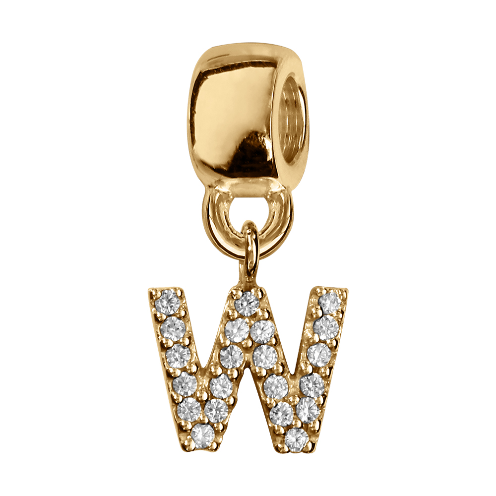 Charms coulissant en vermeil initiale suspendue \