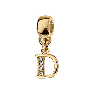 Charms coulissant en vermeil initiale suspendue d empierre