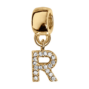 Charms coulissant en vermeil initiale suspendue r empierr�e