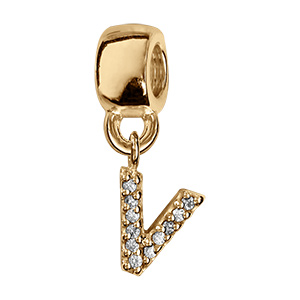 Charms coulissant en vermeil initiale suspendue v empierr�e