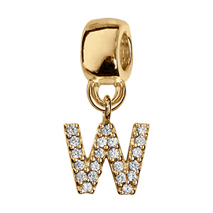 Charms coulissant en vermeil initiale suspendue w empierre