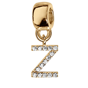 Charms coulissant en vermeil initiale suspendue z empierre