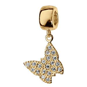 Charms coulissant en vermeil papillon avec pierres blanches
