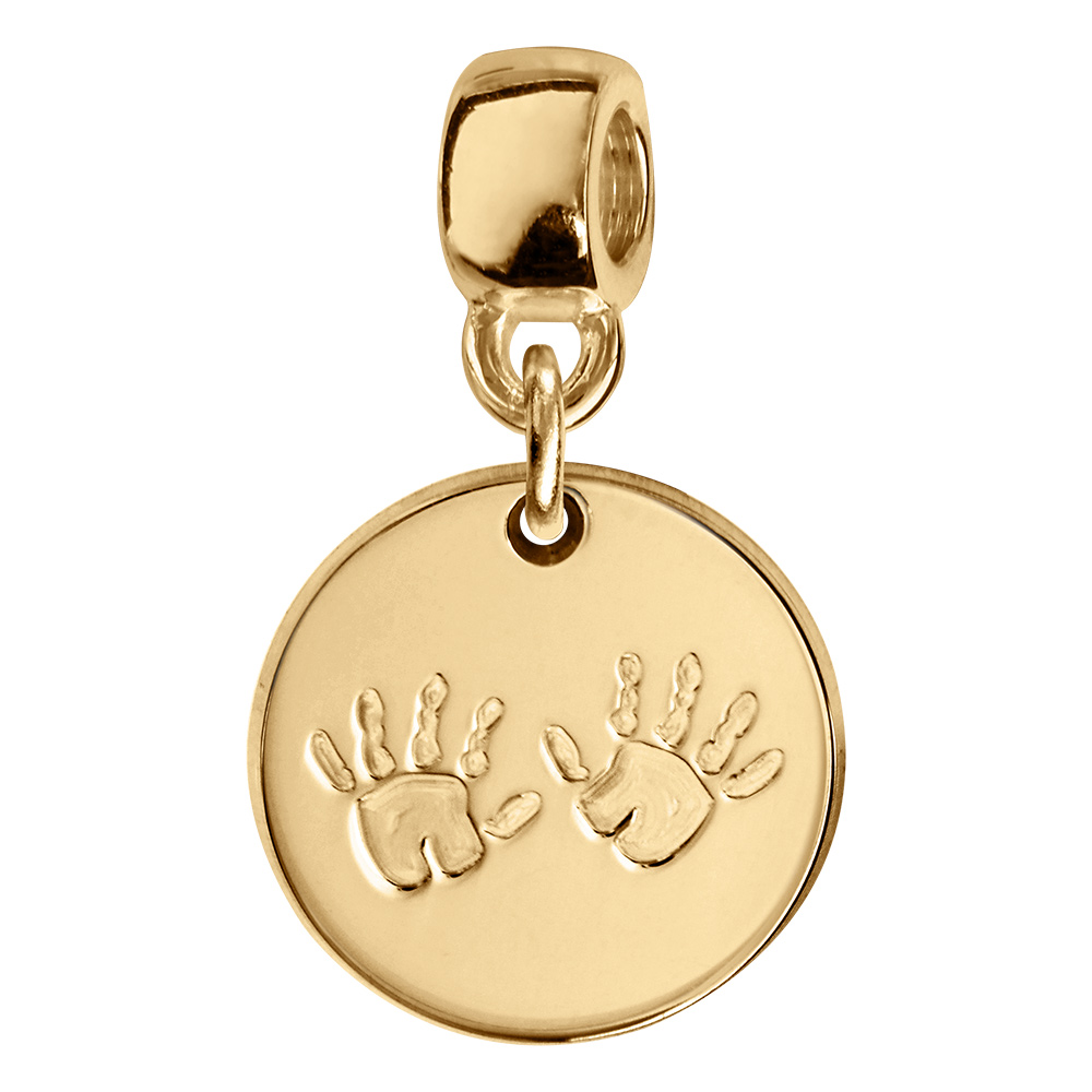 Charms coulissant en vermeil rond empreinte deux mains - Vue 1