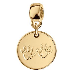 Charms coulissant en vermeil rond empreinte deux mains