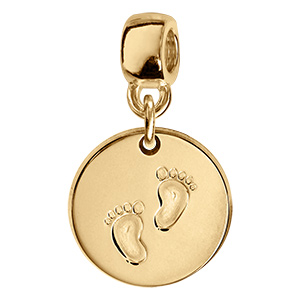 Charms coulissant en vermeil rond empreinte deux pieds