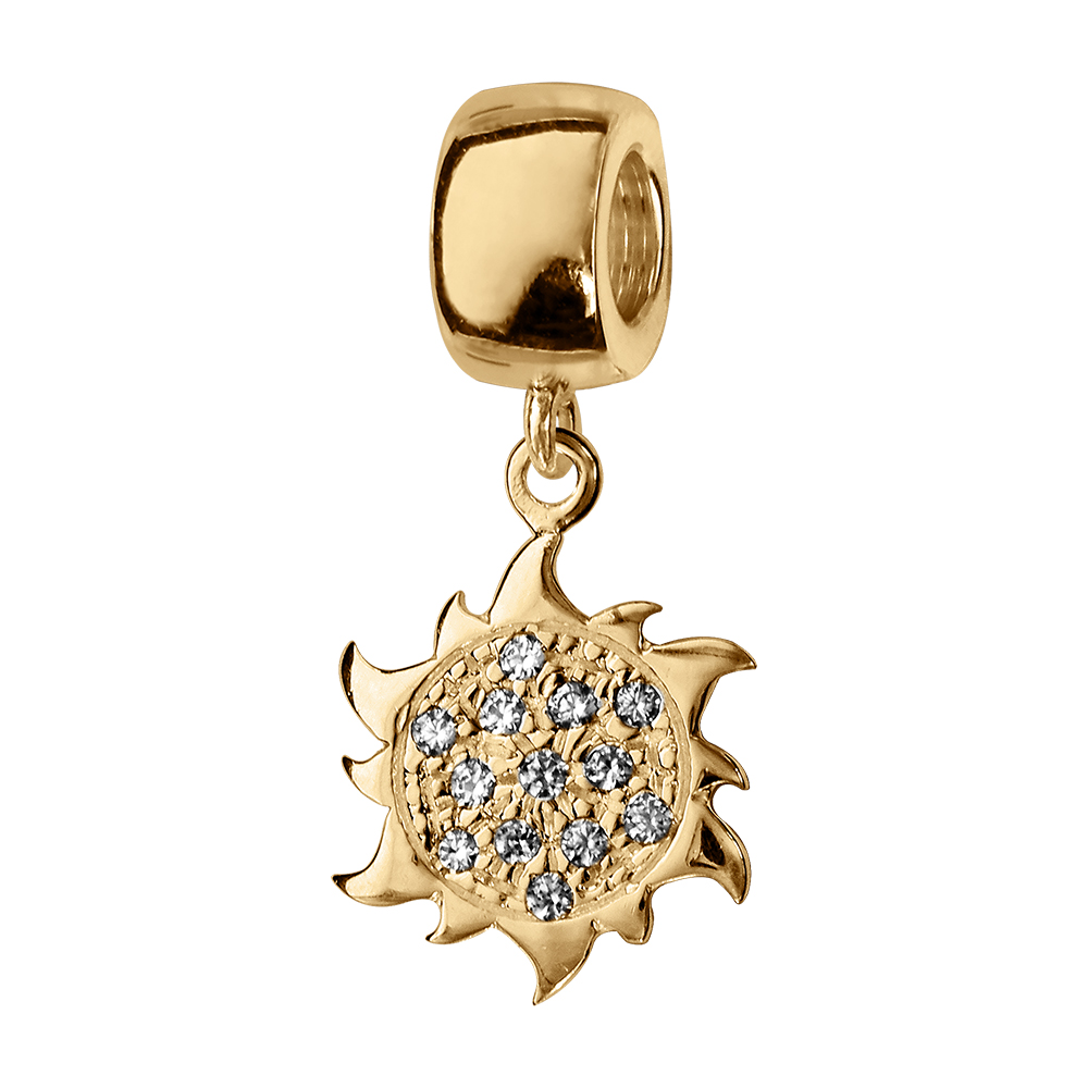 Charms coulissant en vermeil soleil avec pierres blanches - Vue 1