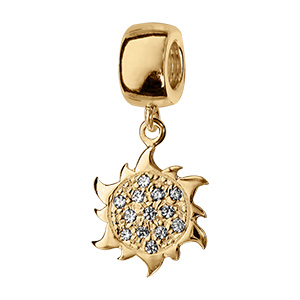 Charms coulissant en vermeil soleil avec pierres blanches