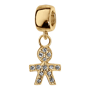 Charms coulissant en vermeil suspendu petit garcon avec pierres blanches