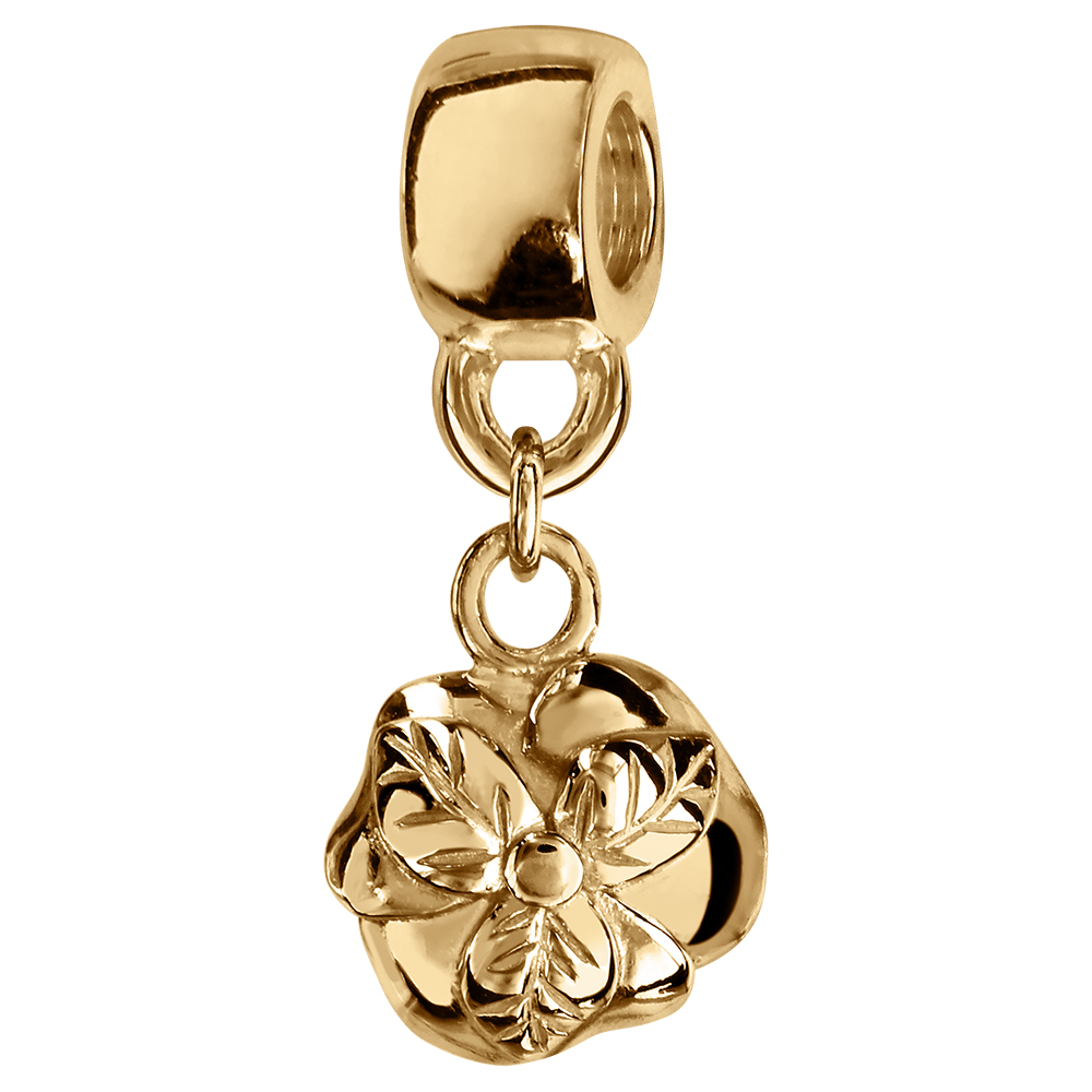 Charms coulissant en vermeil suspendu rose - Vue 1