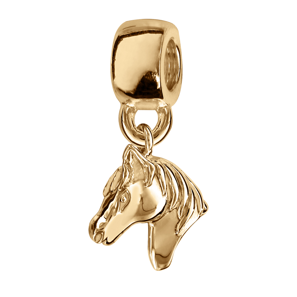 Charms coulissant en vermeil suspendu t�te de cheval - Vue 1