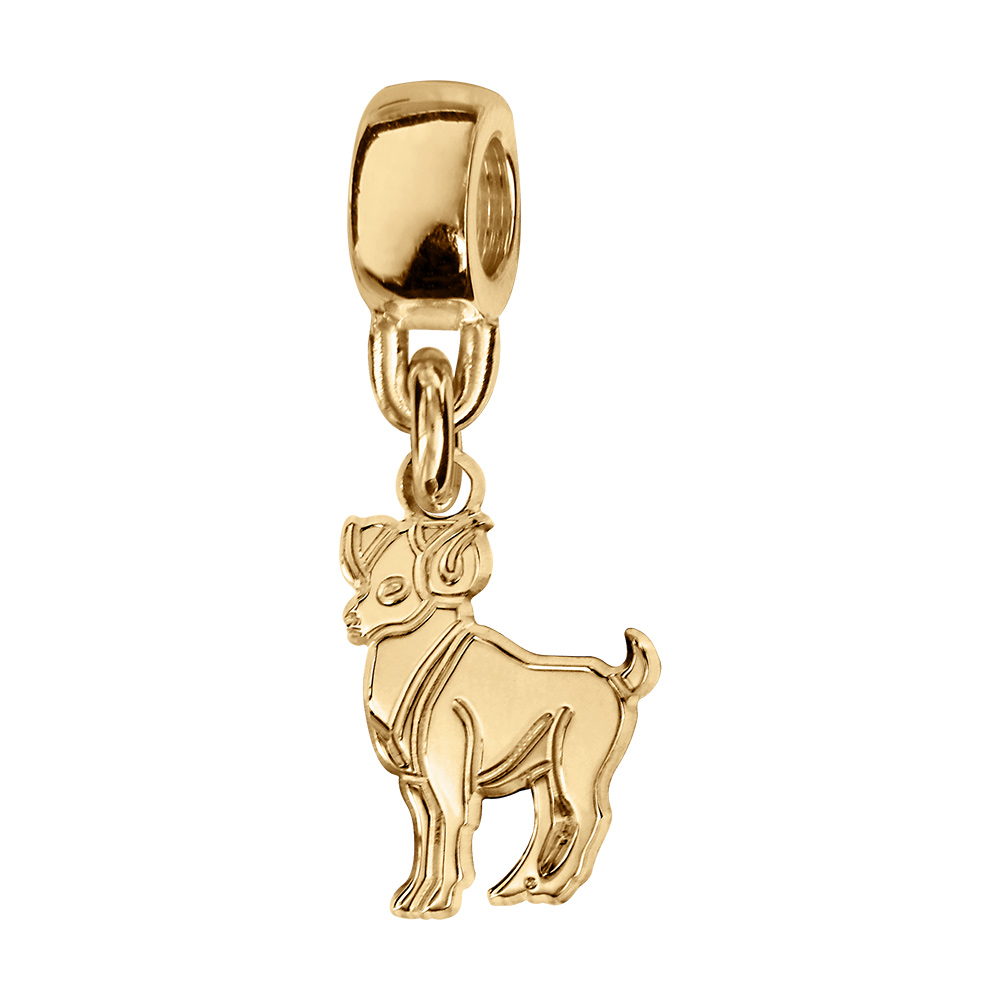 Charms coulissant en vermeil zodiaque decoupe b�lier - Vue 1
