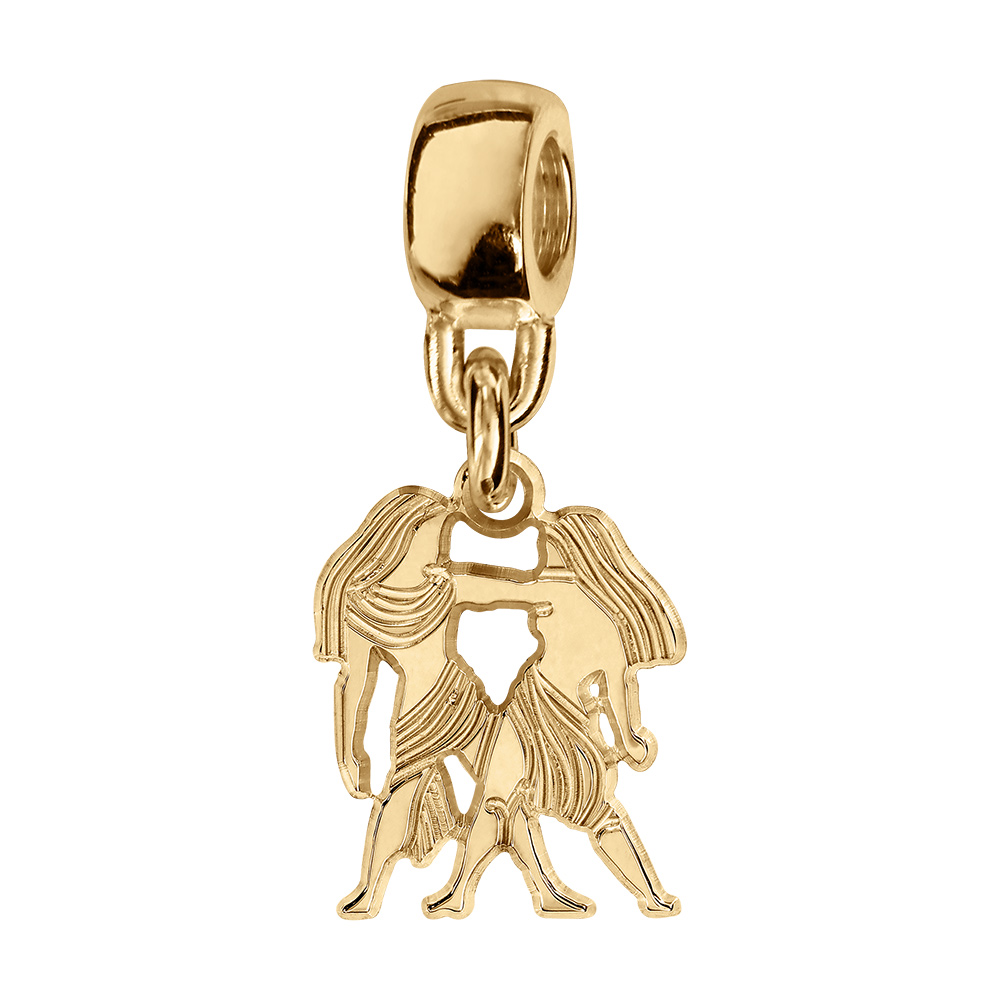 Charms coulissant en vermeil zodiaque decoupe gemeau - Vue 1