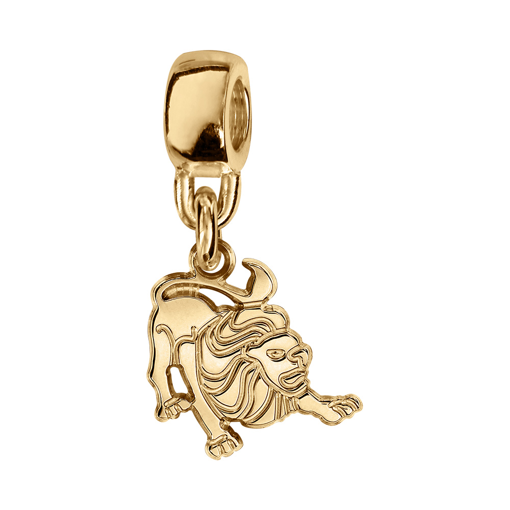 Charms coulissant en vermeil zodiaque decoupe lion - Vue 1