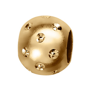 Charms coulissant envermeil boule satin�e et diament�e - 10x5mm