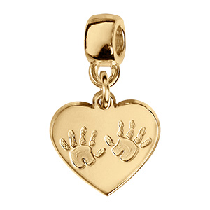 Charms coulissant vermeil coeur empreinte deux mains