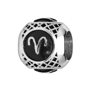 Charms en acier boule signe zodiaque Bélier patiné noire - Vue 1