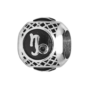 Charms en acier boule signe zodiaque Capricorne patiné noire - Vue 1