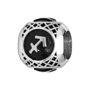 Charms en acier boule signe zodiaque Sagittaire patiné noire - Vue 1